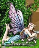 Castle On A Cloud Lavender Fairy Daydreaming With Butterfly Large Statue 23"L