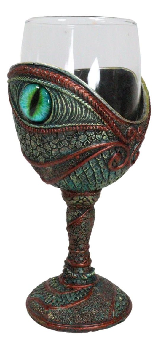 Mystical Horus Wedjat Gaze Eye Of The Dragon Scales Wine Glass Goblet Chalice