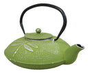 Green Dragonfly Traditional Cast Iron Tetsubin Teapot With Enamel Liner 37oz