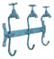 Cast Iron Vintage Rustic Blue Farmhouse Sink Faucet Spigot Triple Wall Hooks