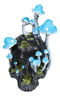 Wicca Stacking Toadstool Mushrooms and Moss Fungi Forest Black Skull Figurine