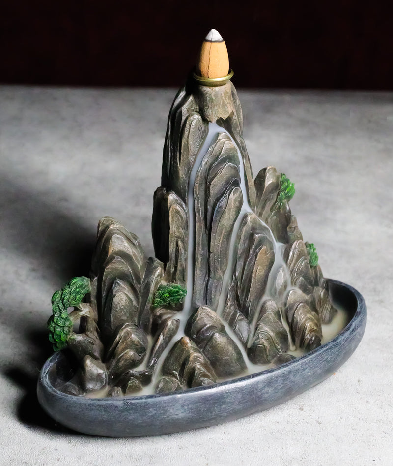 Eastern Feng Shui Tranquil Zen Rocky Mountain Range Backflow Cone Incense Holder