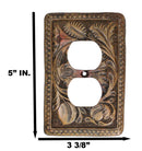 Set of 2 Rustic Western Tooled Floral Lace Double Receptacle Outlet Wall Plates