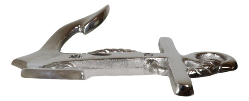 Sleek Aluminum Nautical Coastal Sea Sailor Ship Anchor 2-Peg Double Wall Hooks