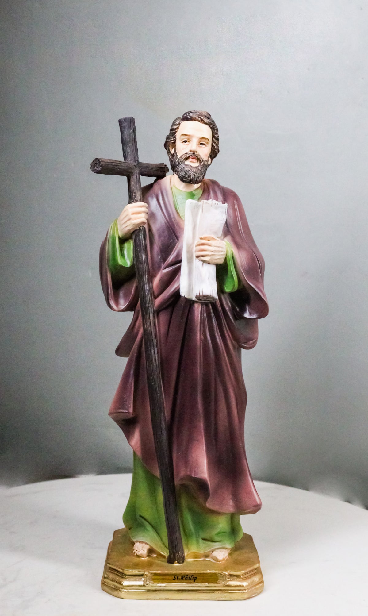 Apostle Disciple Of Jesus Saint Philip Holding Tall Cross Figurine 12" Series