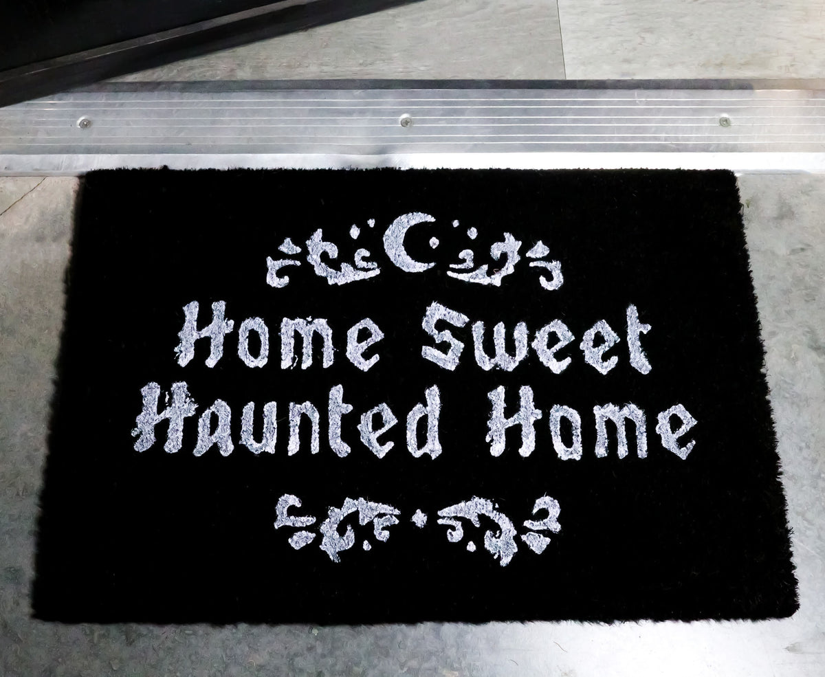 Home Sweet Haunted Home Halloween Black Coir Coconut Fiber Floor Mat Doormat