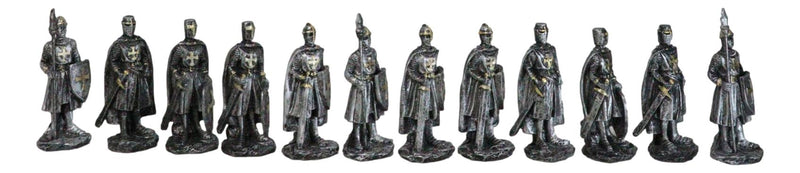 Set of 12 Medieval Crusader Knights Foot Soldiers In Suit of Armor Figurines