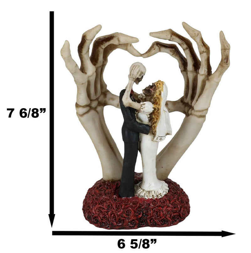 Love Never Dies Skeleton Bride & Groom With Skeletal Hands Wedding Arch Figurine