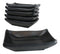 Pack Of 6 Ridged Matte Black Melamine Rectangular Condiment Sauce Dish 2oz