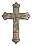 Hope Love Faith Lord Hear My Prayer Fleur De Lis Floral Faux Leather Wall Cross