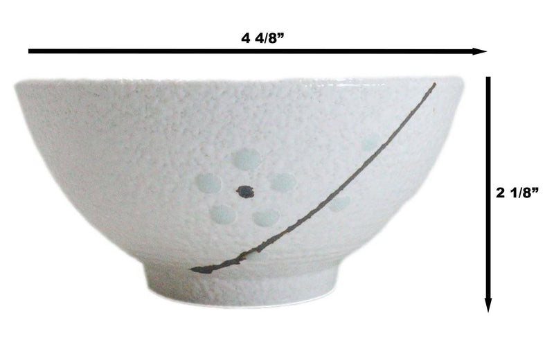 Pack Of 6 Ceramic Yukino Hana Collection Small Rice Soup Appetizer Bowls 10oz