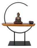 Zen Metal Crescent Amitabha Buddha With Lotus Incense Burner Meditation Tool