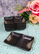 Pack Of 6 Ceramic Hakumu Soy Sauce Or Condiment Saucer Dish With 2 Compartments