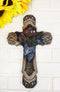 Rustic Country Western Highland Cow with Cowboy Hat and Scarf Wall Cross Decor
