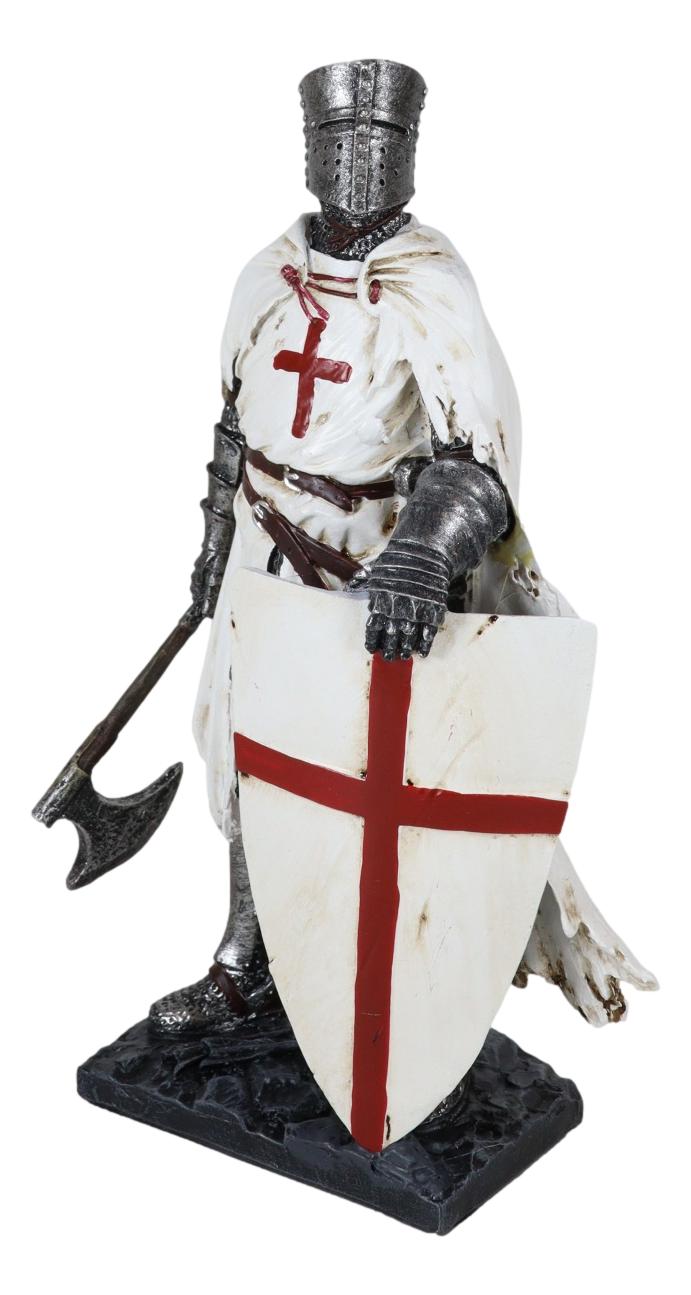 Templar White Cloak Caped Medieval Crusader Axeman Knight At Day's End Figurine - Ebros Gift