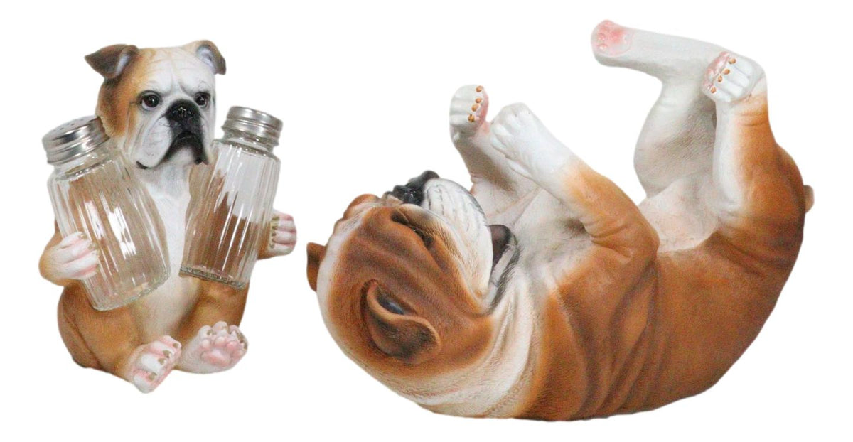 Meatball English Bulldog Wine Holder And Salt Pepper Shakers Holder Figurine Set