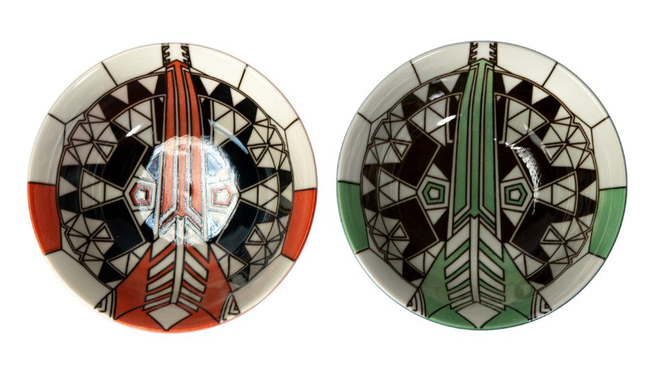 Pack Of 2 Made In Japan FLW Imperial Hotel Peacock Orange And Green Bowls 18oz