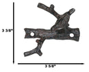 Set of 2 Cast Iron Rustic Bird Perching On Twig Branches 2-Pegs Wall Hooks
