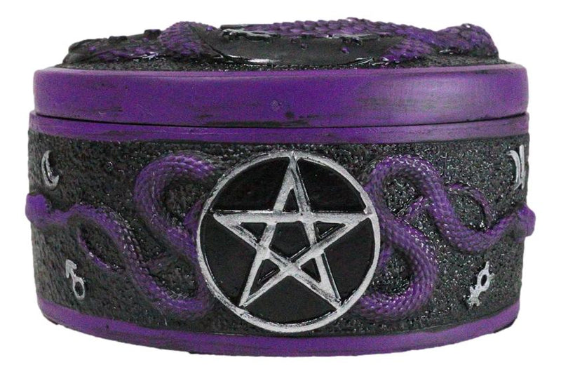 Wicca Occultic Alchemist Snake Serpent With Pentagram Small Trinket Box 4"D