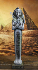 Ancient Egyptian Pharaoh Sarcophagus Mummy With Crook and Flail Figurine 16"H
