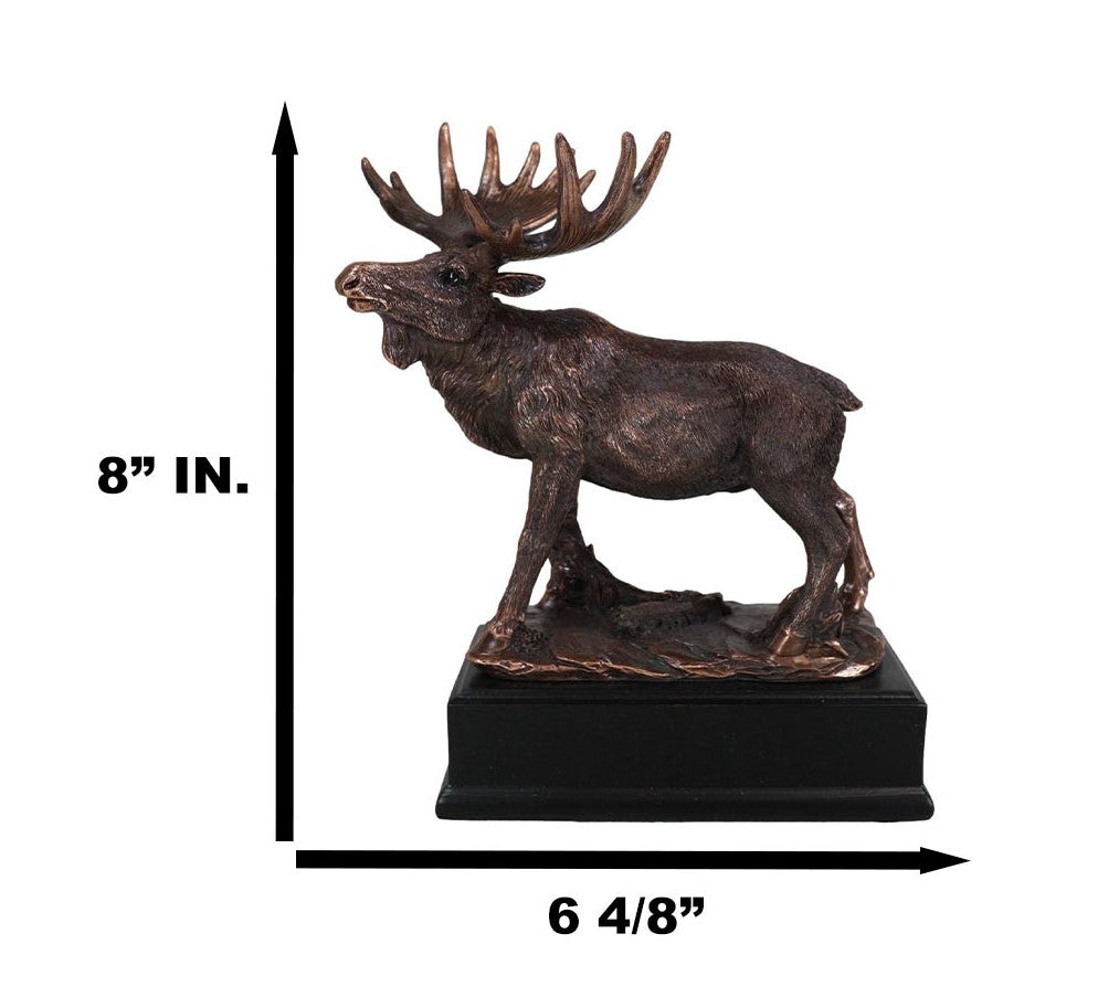 The Emperor Wild Elk Bull Moose Statue Bronze Electroplated Figurine With Base - Ebros Gift
