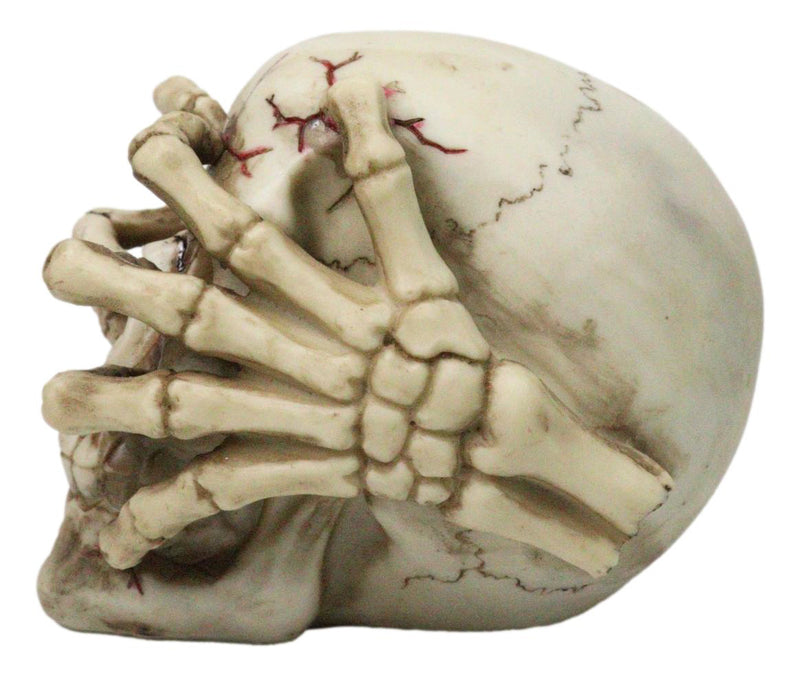 Ossuary Macabre Evil Skull With Skeleton Claws On Bloody Cranium Figurine