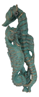 Nautical Coastal Marine Cast Iron Verdigris Seahorse Door Knocker Sea Horses