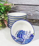 Pack Of 8 Ceramic Great Wave Of Kanagawa By Hokusai Sauce Oil Condiment Dishes
