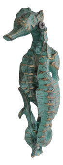 Nautical Coastal Marine Cast Iron Verdigris Seahorse Door Knocker Sea Horses