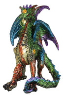 Standing Semi Metallic Rainbow Sky Horizon Dragon With Gemstones 4"H Figurine