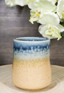 Pack Of 6 Porcelain Ao Nagashi Blue River Reactive Glaze Yunomi Tea Cups 9oz