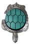 Marine Faux Antiqued Silver Sea Turtle With Turquoise Shell Round Coaster Set