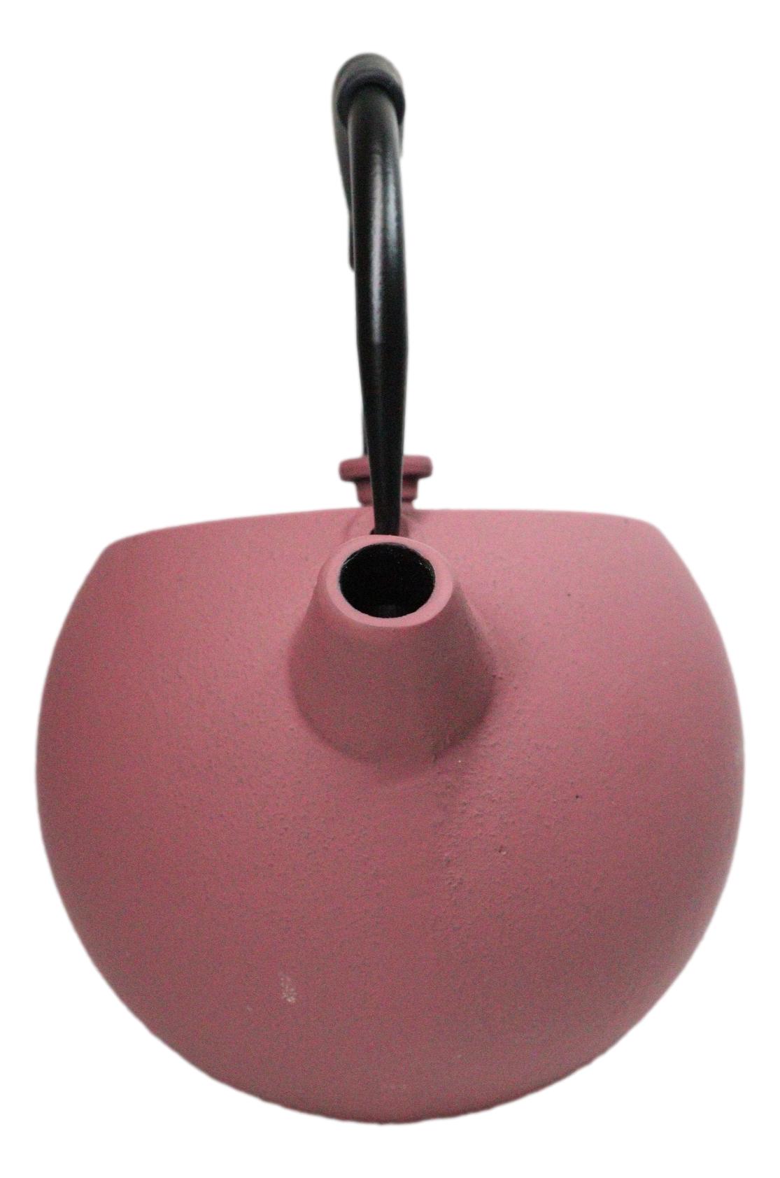 Pastel Pink Minimalistic Tilted Round Cast Iron Teapot 28oz Tea Pot With Handle