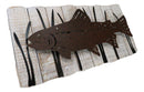 Wood Metal Nautical Marine Large Fish Swimming by Reeds Abstract Wall Art Plaque
