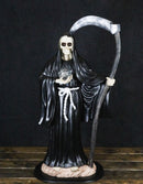 Large 2 Feet Protection Santa Muerte Skeleton With Scythe in Black Robe Statue