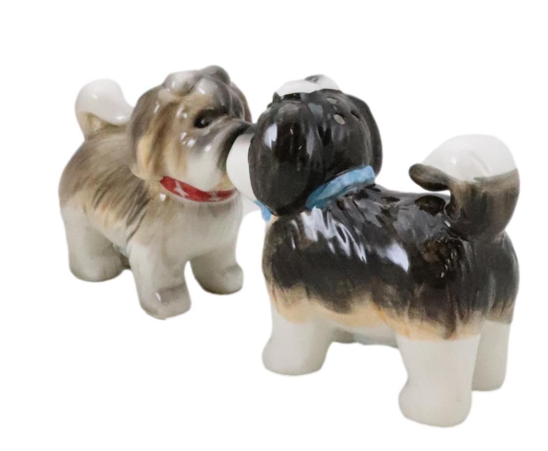 Animated Puppy Dog Shih Tzu Kitchen Salt And Pepper Shakers Ceramic Figurine Set - Ebros Gift