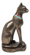 Egyptian Goddess Faux Bronze Bastet Cat Sitting in Royal Pose Figurine