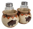 Western Native American Buffalo Bison Canister Jars Salt Pepper Shakers Holder