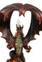 Red Hell Fire Flame Volcano Dragon Table Lamp With Towering Canopy Wings Statue