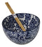 Blue Botanica Floral Blossoms 20Oz Donburi Ramen Soup Bowl With Chopsticks Set