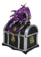 Purple Midnight Dragon Guarding Lion Treasure Chest Small Trinket Box Figurine