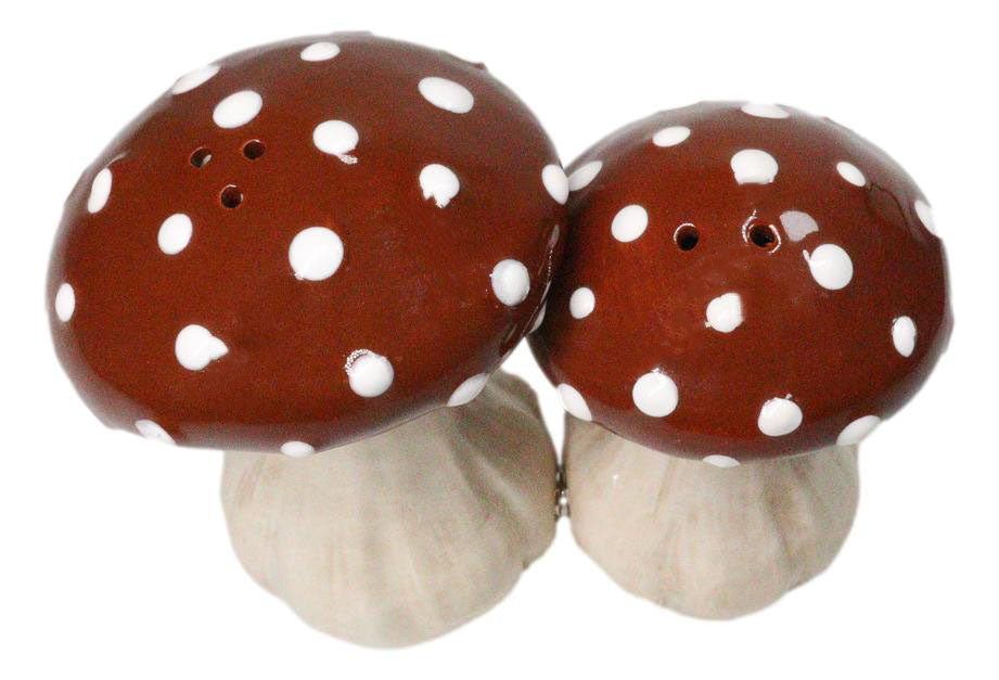 Wild Red With White Polkadots Toadstool Mushrooms Fungi Salt And Pepper Shakers