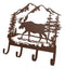 Rustic Western Moose Deer By Pine Forest Mountain 4-Peg Wooden Wall Hooks Plaque