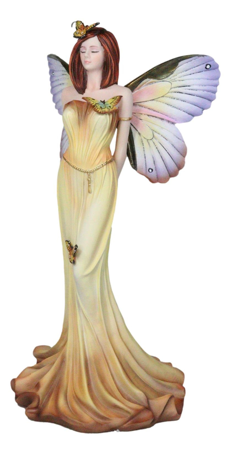 Whimsical Garden Spring Monarch Butterfly Fairy Standing Eyes Closed Figurine