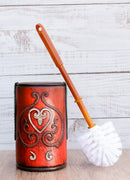 Western Cowgirl Red Love Heart Scrollwork Lace Toilet Brush Scrub And Base Set