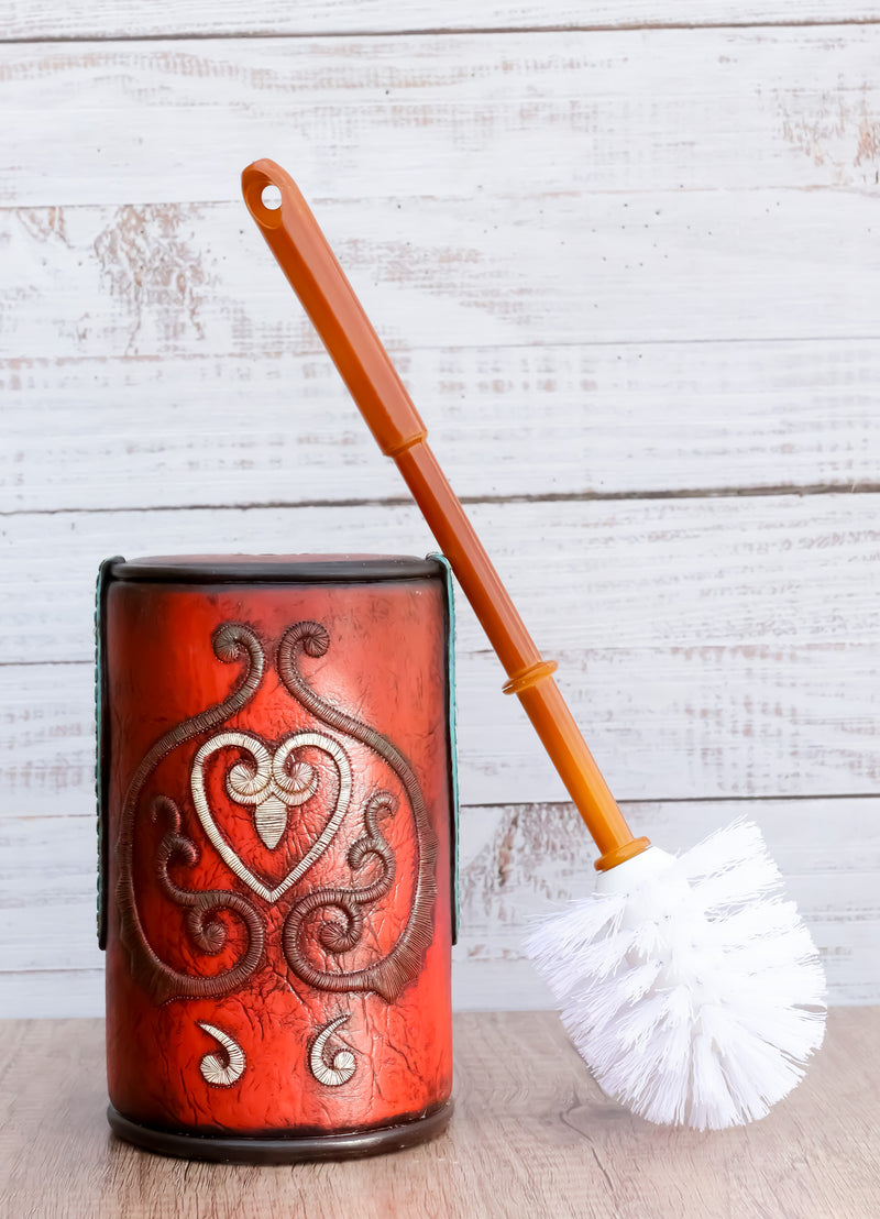 Western Cowgirl Red Love Heart Scrollwork Lace Toilet Brush Scrub