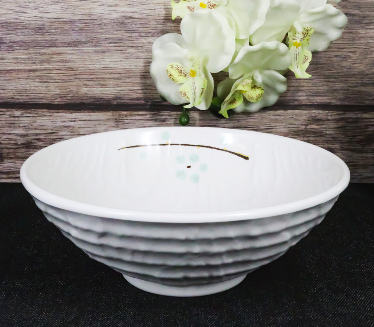 Set Of 6 Modern Yukino Hana Melamine Large Ramen Soup Pasta Salad Bowls 46oz 9"D