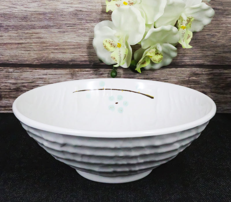 Set Of 6 Modern Yukino Hana Melamine Large Ramen Soup Pasta Salad Bowls 46oz 9"D