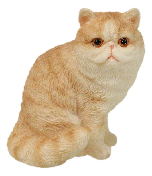 Realistic Feline Orange Tabby Kitty Cat Kitten Sitting Mini Figurine Glass Eyes - Ebros Gift