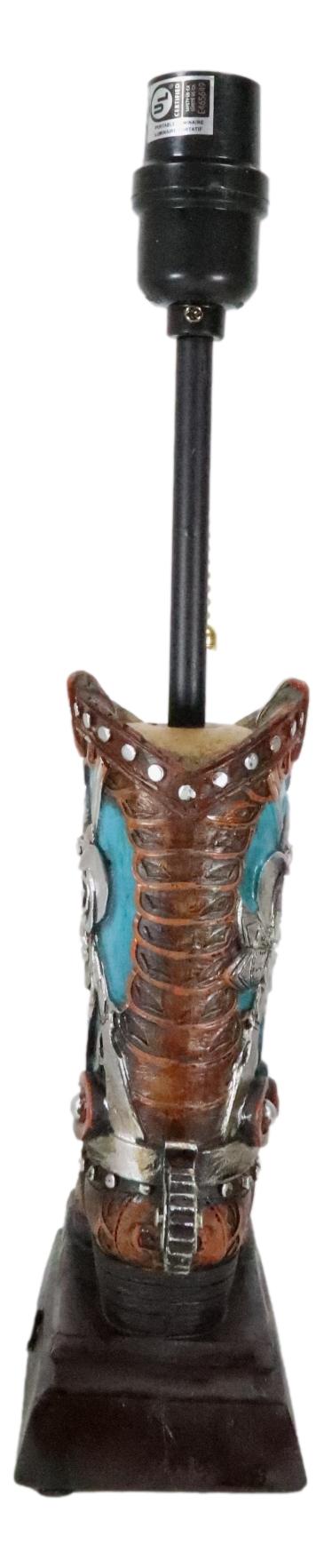 Rustic Western Country Skull With Crossed Pistols Cowboy Spur Boot Table Lamp